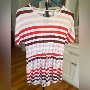 Nordstrom Girls’ Red White Striped Romper with Cinched Waist Size XL 14-16